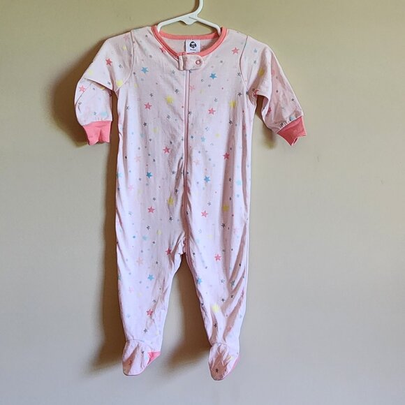 Gerber Baby Girl Pink With Stars Footed Sleep 'N Plays Size 3-6 Months - Picture 2 of 6